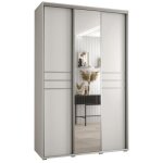 Armoire  3 portes coulissantes davos 11 avec miroir - 2352x160x60cm - corps blanc - front blanc - rail ...