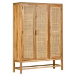 Armoire 3 portes manguier massif et cannage rotin h. 180 cm - camilo meubletmoi