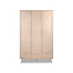 Calicosy - armoire 3 portes 3 tiroirs et 2 penderies l120 cm - impression rotin - bali - bois clair Calicosy - armoire 3 portes 3 tiroirs et 2 penderies l120 cm - impression rotin - bali - bois clair