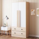 Armoire 70 * 40 * 170cm double porte avec tiroirs et compartiments bois + blanc (ancien sku: ldb00307aan) ...