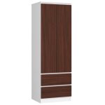 Armoire akord s60 blanche 60 cm 2 portes 2 tiroirs faade weng 1 tagre 60x51x180 cm