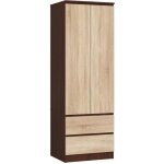 Armoire akord s60 weng 60 cm 2 portes 2 tiroirs faade chne sonoma 1 tagre 60x51x180 cm