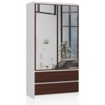 Armoire akord s90 avec miroir blanche 90 cm 2 portes 2 tiroirs faade weng 4 tagres 90x51x180 cm
