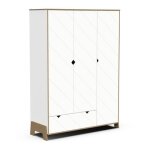 Armoire - albizia - 3 portes - 1 tiroir - blanc laqu - contemporain