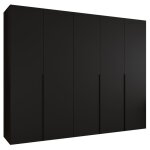 Armoire alicante 1 - h 202 cm l 250 cm p 52cm corps noir poign�e noir meuble de rangement abiksmeble