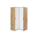Armoire d?angle 2 portes ? l106 cm ? blanc et naturel clair - lamiki
