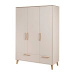 Armoire bb 3 portes et 2 tiroirs roba - jil - fermeture douce - cashmere / dcor chtaignier - avec ...