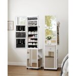 Armoire � bijoux 8 leds175cm organisateur de bijoux sur pied miroir verrouillable sur toute la longueur ...