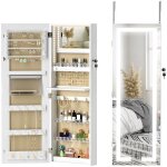Armoire  bijoux - homcom - mural / de porte - verrouillable - avec led miroir divers compartiments - ...