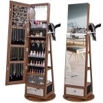 Armoire  bijoux avec miroir - relax4life - 4 en 1 - pivotante  360 - miroir de maquillage lumires ...