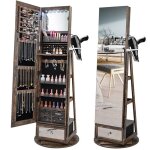 Armoire  bijoux avec miroir - relax4life - 4 en 1 - pivotante  360 - miroir de maquillage lumires ...