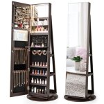 Armoire à bijoux avec miroir - relax4life - rotative à 360° - lumière led 3 couleurs - miroir de maquillage ... Armoire à bijoux avec miroir - relax4life - rotative à 360° - lumière led 3 couleurs - miroir de maquillage ...