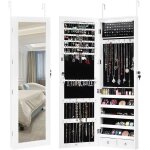 Armoire  bijoux murale - relax4life - lumires led - porte verrouillable - miroir pleine longueur - ...