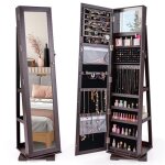 Armoire  bijoux pivotante  360 degrs costway grand miroir psych porte verrouillable 3 etagres de ...