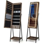 Armoire � bijoux - relax4life - miroir bijoux led 3 couleurs - porte verrouillable - 2 tiroirs - �tag�re ...