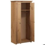 Armoire en bois de pin massif - wiens - 80x50x1715 cm - brun - grand espace de rangement - barre de penderie ...