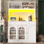 Armoire de buffet 180 cm avec clairage led armoire de cuisine 2 tiroirs tagres rglables et portes ...