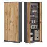 Armoire de bureau 2 portes - armoire multi - usages - 74x35x180 - 6 tagres - meuble de rangement - ...