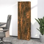 Armoire de bureau - akozon - chne fum - 60x32x190 cm - 5 compartiments - design contemporain
