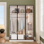 Armoire chambre adulte ado 3 portes verre avec led 110x50x160 cm dressing chambre armoire rangement avec ...