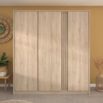 Armoire de chambre - d�cor ch�ne - 3 portes - 185 x 52 x 203 cm - parisot