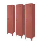 Armoire chambre enfant en acier terracotta. 4 espaces de rangement. casier. l 38 x p 38 x h 180 cm