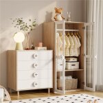 Armoire chambre enfant avec commode 80x50x170 cm dressing enfant armoire avec 2 portes 4 tiroirs tagre ...