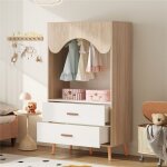 Armoire chambre pour enfant fille gar�on avec 2 tiroirs 80�46�1415 cm armoire penderie avec rangement ...