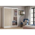 Armoire chambre avec miroir donatello - portes coulissantes et lamelles - largeur 180 cm - blanc