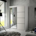 Armoire chambre  portes coulissantes avec miroir - pako 04 - 150x215x61 cm - fonctionnalit et esthtique ...