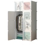 Armoire de chambre rangement avec 1 tringles  vtements8 cubes 4 tages armoire portable diy modulaire ...