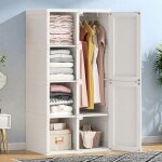 Armoire portable luminarix armoire de chambre 5 compartiments 6 portes1 tringle plastique rsine blanc ...
