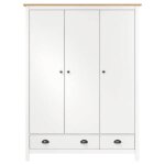 Armoire de chambre - uu - � 3 portes - hill blanc 127x50x170 cm - bois pin solide u363