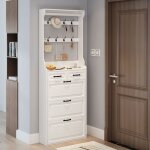 Neuf armoire à chaussures blanche avec pendentif 3 portes 2 tiroirs Neuf armoire à chaussures blanche avec pendentif 3 portes 2 tiroirs
