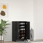 Armoire � chaussures - ch�ne noir - 60x35x92 cm - 2 portes - bois ding�nierie