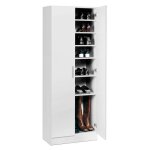 Armoire � chaussures meuble � chaussures avec 2 portes coloris blanc - longueur 60 x profondeur 35 x ...
