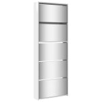 Armoire chaussures / meuble de rangement contemporain miroir 5niveaux blanc brillant 63x17x1695cm?5504660?zky ...