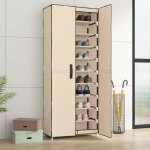 Armoire à chaussures - meuble à chaussures - meuble de rangement crème 60x30x166 cm tissu shl720167 Armoire à chaussures - meuble à chaussures - meuble de rangement crème 60x30x166 cm tissu shl720167