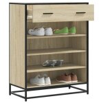Armoire � chaussures - vidaxl - ch�ne sonoma - 4 �tag�res - 1 tiroir - m�tal et bois ding�nierie