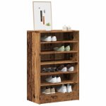 Armoire � chaussures - vidaxl - 60x35x92 cm - bois ding�nierie - 6 �tag�res - fixation murale fournie ...