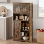 Armoire / colonne salle de bain 5 niveaux 4 portes meuble rangement de salle de bain60x30x128 cm - marron ...