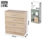 Commode 4 tiroirs - effet bois de htre - bois - l 60 x p 30 x h 70 cm