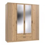 Armoire avec corniche belou 5 portes 2 miroirs 2 tiroirs décor chêne artisan rechampis aspect clayettes ... Armoire avec corniche belou 5 portes 2 miroirs 2 tiroirs décor chêne artisan rechampis aspect clayettes ...