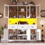Armoire cuisine blanc led rgb �tag�res r�glables vitrine