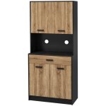 Armoire de cuisine buffet meuble de rangement 2 placards 4 portes 1 tiroir passe - c�bles 80l x 40p x ...