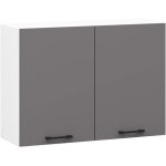 Armoires de cuisine haut akord w80 oliwia blanc 80 cm 2 portes fa�ade gris graphite 2 �tag�res 80x30x58 ...