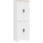 Armoire de cuisine - homcom - hauteur 170 cm - buffet haut avec 4 portes �tag�res ajustable - design ...
