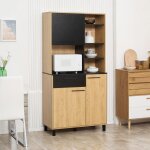 Armoire de cuisine multi - rangements avec tiroir 3 placards 4 niches et passe - c�bles hauteur 180 cm ...