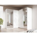 Armoire dangle 4 portes - avec miroir - l211 cm - blanc - ledorma
