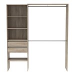 Armoire dressing avec 2 penderies 4 �tag�res et 2 tiroirs couleur ch�ne - largeur 1845 x profondeur 441 ...